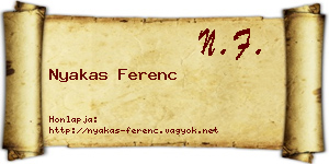 Nyakas Ferenc névjegykártya